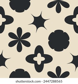 Abstract retro seamless pattern. Geometric ornament endless background. trendy y2k elements repeat cover. Modern minimalist art Vector flat illustration.