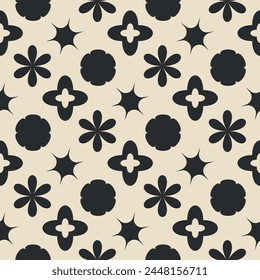 Abstract retro seamless pattern. Geometric ornament endless background. trendy y2k elements repeat cover. Modern minimalist art Vector flat illustration.