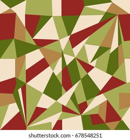 Abstract retro seamless pattern of geometric shapes. Colorful mosaic backdrop in trend colors.. Geometric hipster triangle background.  
