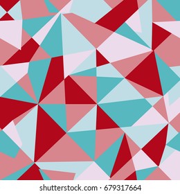 Abstract retro seamless pattern of geometric shapes. Colorful mosaic backdrop in trend colors. Geometric hipster triangle background.  