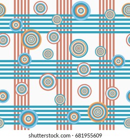  Abstract retro seamless pattern of geometric shapes. Colorful backdrop in trendy colors. Geometric hipster grunge urban background. 