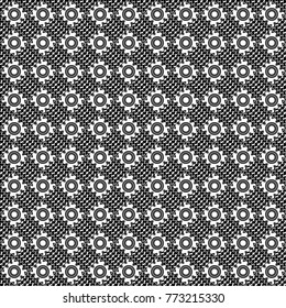 Abstract retro seamless pattern of geometric shapes. Colorful mosaic backdrop in black, white and gray colors. Geometric hipster tiles background. Vector illustration.