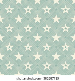 abstract  retro seamless pattern with stars on turquoise diagonal texture background