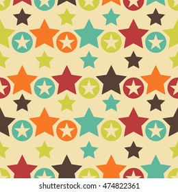 Abstract Retro seamless pattern with stars. Vector Illustration. Background for gift wrapping.