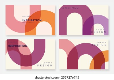 Abstract retro shapes template. Set of retro poster with geometric shapes. Gradient background for brochure, flyer, wallpaper, banner, business card.