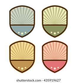 Abstract retro shield emblem template vector illustration isolated on white background
