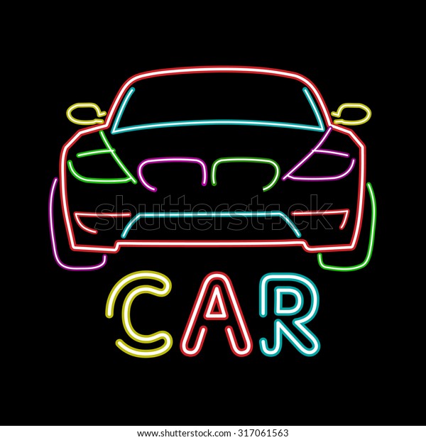 abstract retro sign car\
neon sign, vintage billboard, bright signboard, light banner,\
vector Illustration