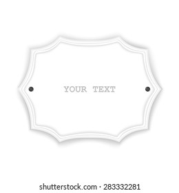 Abstract retro signboard with screws on the sides. White isolated element design