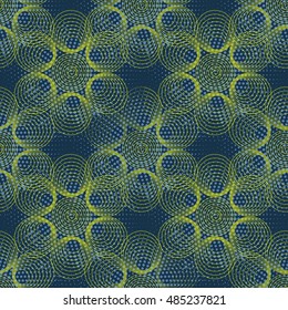 Abstract retro snowflakes seamless pattern with rustic halftones