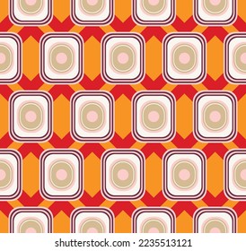 Abstrakte Retro-Quadrate diagonale Cross Streifen Nahtlose geometrische Vektormuster Trendfarben Mode perfekt für Allover Stoffdruck oder Wrapping Paper Minimalist Simple Look Orange Red Tones