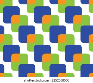 Abstract Retro Squares Geometric Shapes Vector Seamless Pattern Trendy Fashion Colors Minimal Design