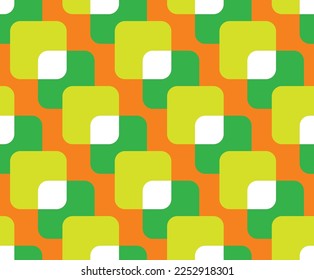 Abstract Retro Squares Geometric Shapes Vector Seamless Pattern Trendy Fashion Colors Minimal Design