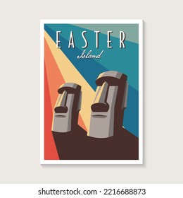 Abstract Retro Statue of Moai Easter Island poster design vector