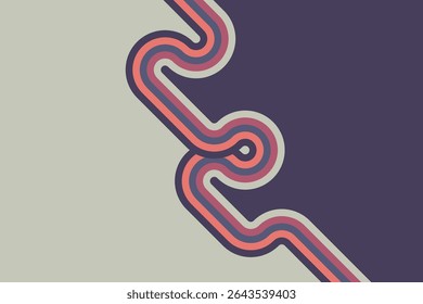 Abstract retro stripes creating rounded patterns with a vintage feel