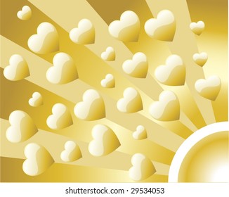 Abstract Retro Style Background with golden hearts
