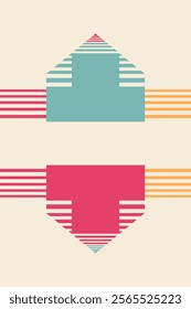 Abstract retro style background with place for text. Light background and bright figures. Trendy geometrical placard