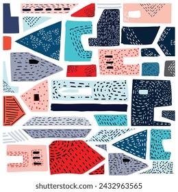 Abstrakte Retro-Stil fette Linie Bunte Kunst Druckplatzierung. Am besten für Textil, Papierdruck. Vektor-Dateiformat.