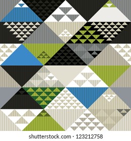 Abstract retro style geometric seamless pattern, vector background.