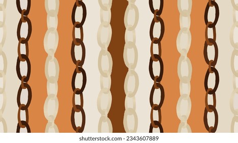 Abstract retro style golden chains pattern. Hand drawn modern print. Fashionable template for design.