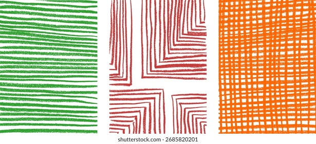 Abstract Retro Style Groovy Backgrounds Crayon Chalk Drawing Doodle Vector Set