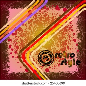 Abstract Retro style grunge background with colorful lines