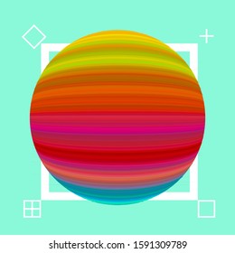 Abstract retro style rainbow ball cover template