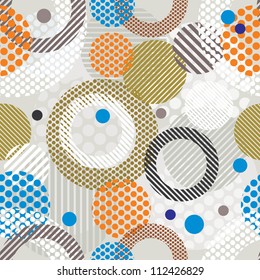 Abstract retro style seamless pattern, vector background.