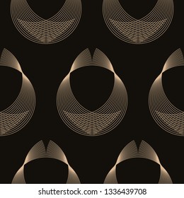 abstract retro style seamless tile with linear pattern in gold black shades