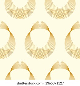 abstract retro style seamless tile with linear pattern in ivory gold