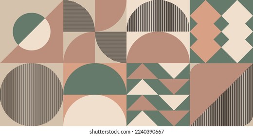Abstract retro style seamless vector pattern with geometric shapes in neutral colors. Stylized geometrical pattern for textile, fabrics and wallpaper.