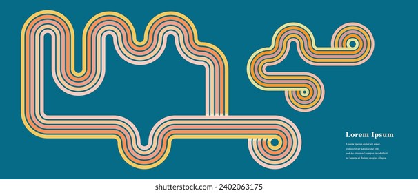 abstract retro styled stripe line, geometric circle texture background, vintage construction, 70s styled concept