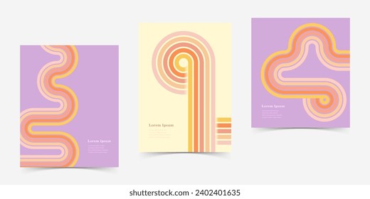 abstract retro styled stripe line, geometric circle texture background, vintage construction set, 70s styled concept