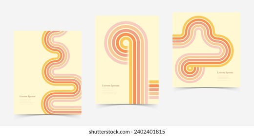 abstract retro styled stripe line, geometric circle texture background, vintage construction set, 70s styled concept