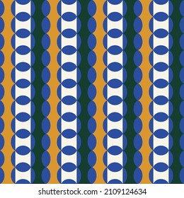 Abstract Retro Stylish Geometric Vertical Chains Seamless Pattern Trendy Fashion Colors Minimalist Concept Navy Blue Orange Tones