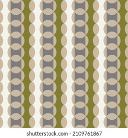 Abstract Retro Stylish Geometric Vertical Chains Seamless Pattern Trendy Fashion Colors Minimalist Concept Olive Green Ecru Gray Tones