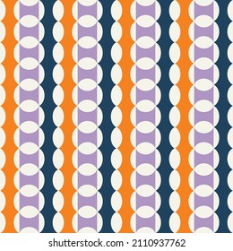Abstract Retro Stylish Geometric Vertical Chains Seamless Pattern Trendy Fashion Colors Minimalist Concept Orange Lilac Blue Tones