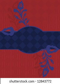 Abstract retro stylized plaid background with Arum Lilies.