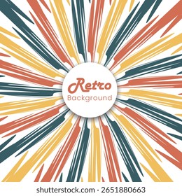 abstract retro sunburst background with psychedelic radial stripes. evokes a nostalgic 70s groovy style for posters, backgrounds, and creative design projects.