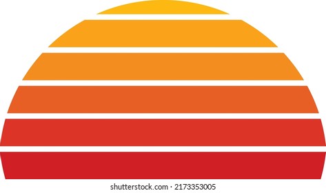Abstract retro sunset vintage half-circle stripes on a white background. For print on demand, t-shirt design, book covers, etc., this retro sunset with vintage style horizontal stripes is available svg