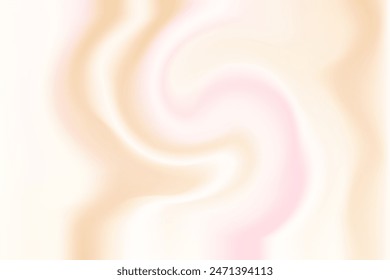 Abstract retro swirl background. Psychedelic wave wallpaper. Aesthetic beige, pink, yellow backdrop.