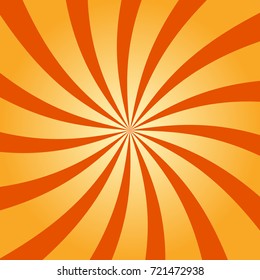 Abstract retro swirling radial pattern background. Vector design twisted spiral ray stripes. Vortex starburst spiral swirl. Wallpaper with fun sun light beams