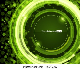 Abstract retro technology circles with bokeh vector background