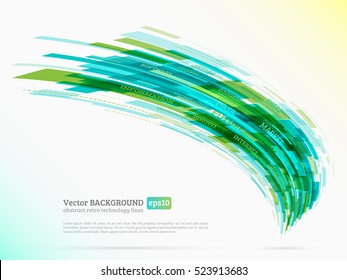 Abstract retro technology lines. Information transfer. Stream of information. Data transfer. Stock vector. eps 10