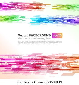 Abstract retro technology lines. Information transfer. Stream of information. Data transfer. Abstract techno background. Stock vector. eps 10