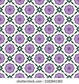 Resumen Estilo de mosaico retro Florales ornamentales geométricos Patrón sin inconvenientes Colores de moda Sencillo Concepto elegante Perfecto para impresión de tela de alamante o envuelto Papel Decorativo Lilac Tones blancos