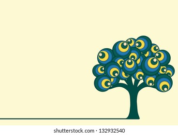 Abstract Retro Tree Vector Illustration