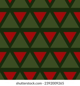 Abstract retro triangles seamless vector pattern. Festive colorful background. Christmas Holiday Celebration. Perfect for Wrapping Paper, Textiles