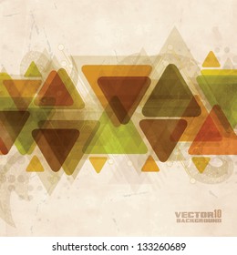 Abstract retro triangles vector background. Vector