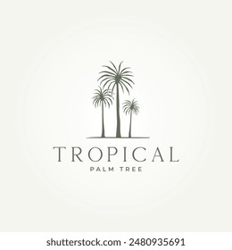 abstracto retro tropical palm tree icon logo diseño de Ilustración vectorial. hotel moderno simple, servicios de viaje, spa tropical y concepto de logotipo de emblema de belleza