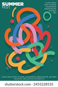 abstract retro typography of fluid summer text. summer music festival poster template vector illustration